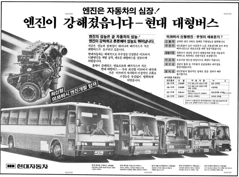 현대 에어로 고속버스 (HB 650), 현대 에어로 이코노미고속버스, 현대 대형 리어엔진버스 (RB 600),현대 리어엔진버스 (RB 520L), 현대 프론트 엔진버스 (FB 500)